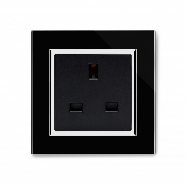 Crystal CT 13A Single Plug Unswitched Socket Black